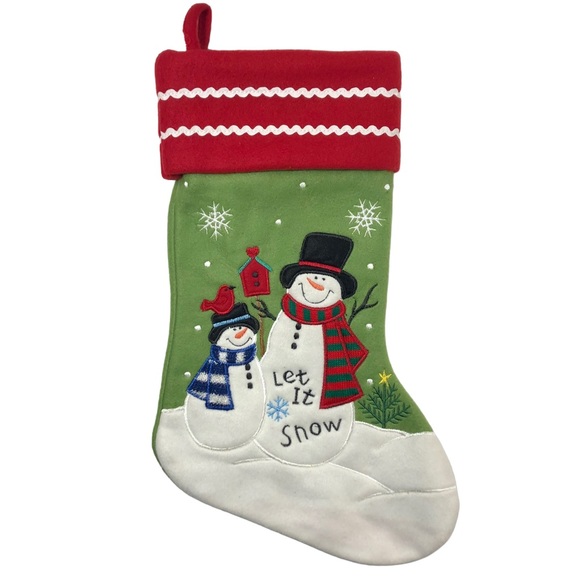 Let It Snow Snowman Christmas Stocking - Picture 2 of 11